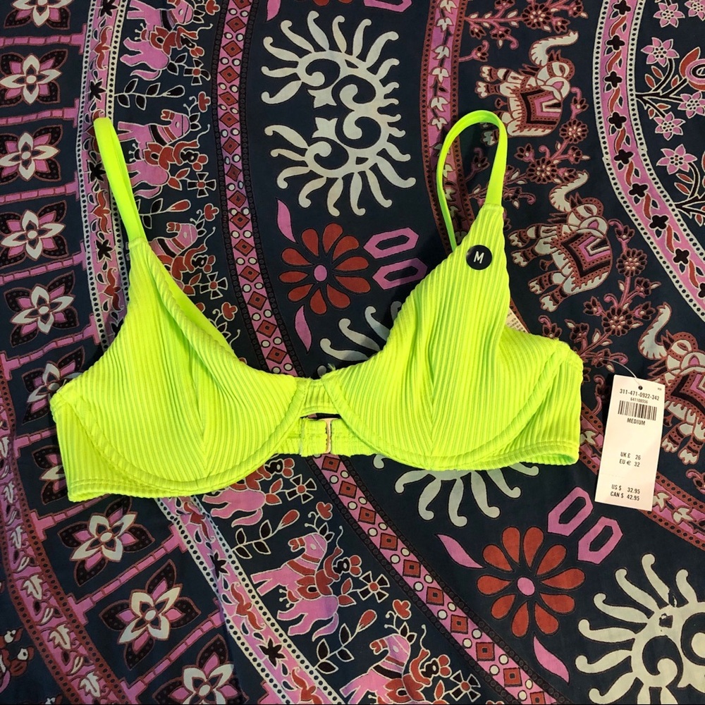 Hollister Bikini Top Neon Yellow Underwire